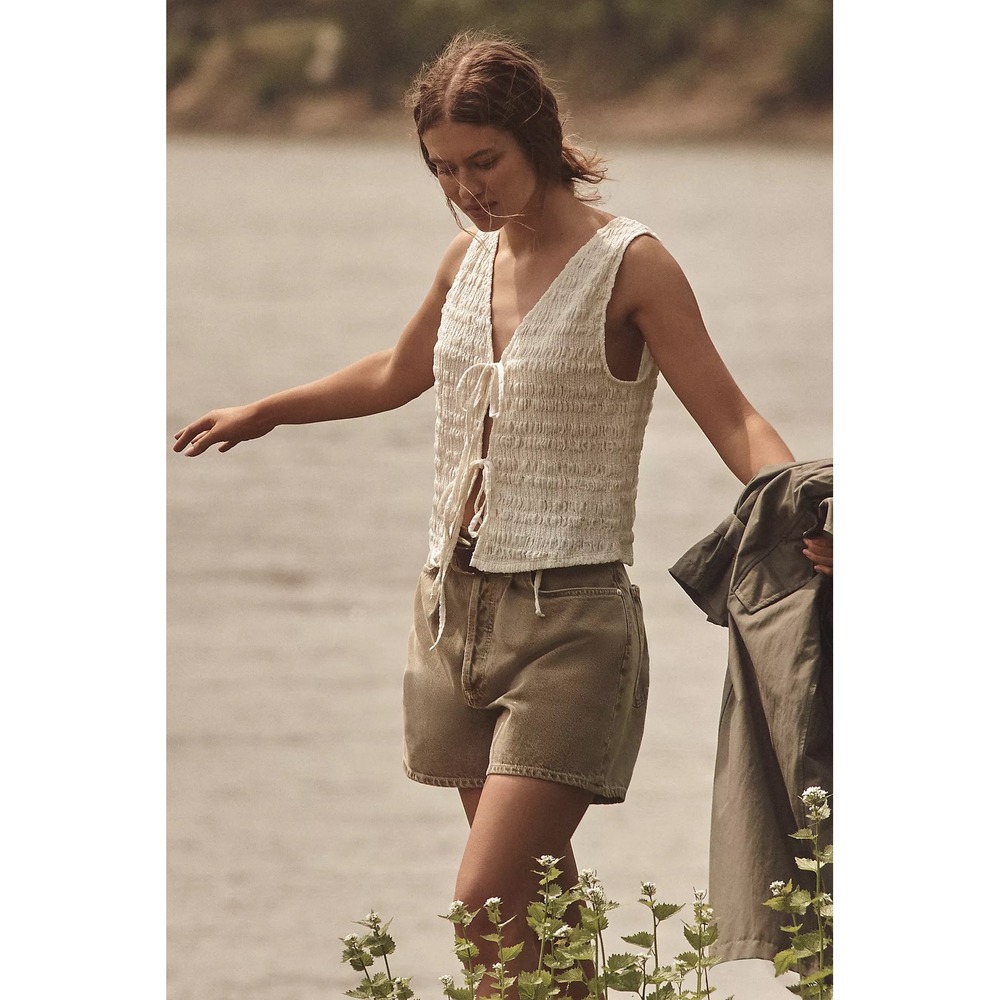 By Anthropologie Front‎ Tie Puckerd Tank Top size L